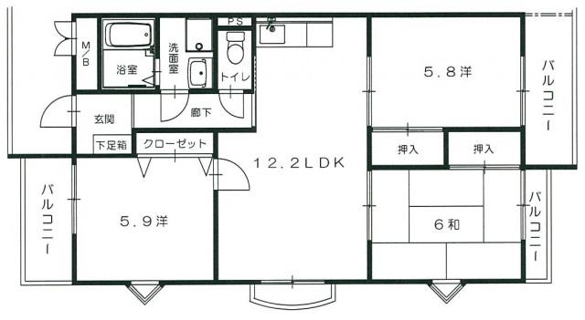 グリーンゼファー(3LDK/1階)の間取り写真