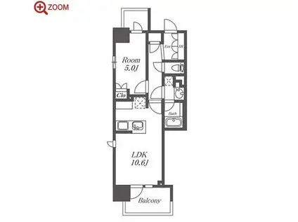 オープンレジデンシア金山ザ・プレイス(1LDK/14階)の間取り写真