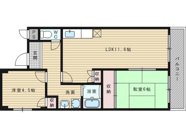 ジュネス堤(2LDK/2階)の間取り写真