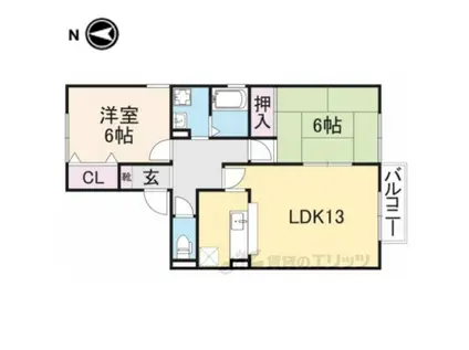 ハインベルグささやま1番館(2LDK/1階)の間取り写真