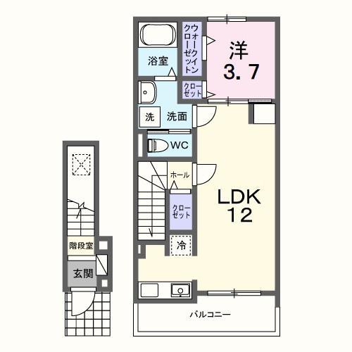 アイヴァーチュー I(1LDK/2階)の間取り写真