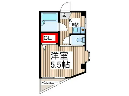 グランドネス向陽(1K/3階)の間取り写真