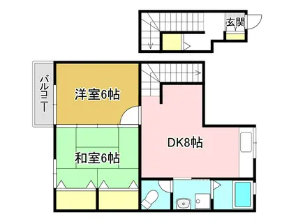 レフィナード 木屋瀬(2DK/2階)の間取り写真