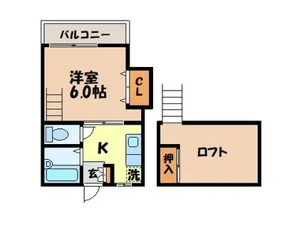 ブルーハイツ辻町(1K/1階)の間取り写真