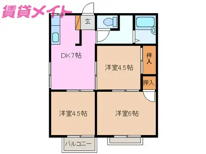 エステートピア光A(3DK/2階)の間取り写真