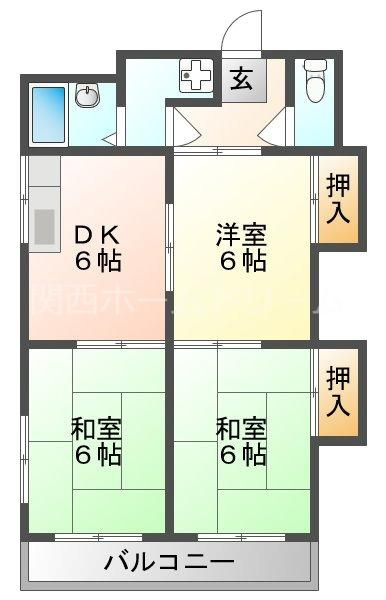 ローズハイツ(3DK/3階)の間取り写真