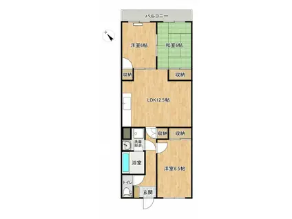 ハイツ有福(3LDK/3階)の間取り写真