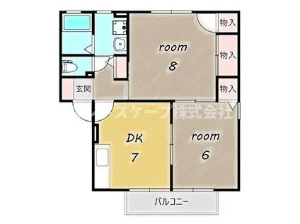 オリゾンB(2DK/2階)の間取り写真