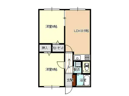 ダイヤモンドペンションD(2LDK/1階)の間取り写真