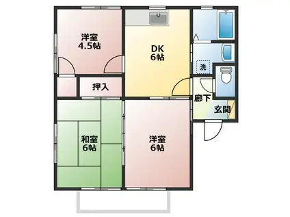 アーバンハイツ小路口 C(3DK/2階)の間取り写真