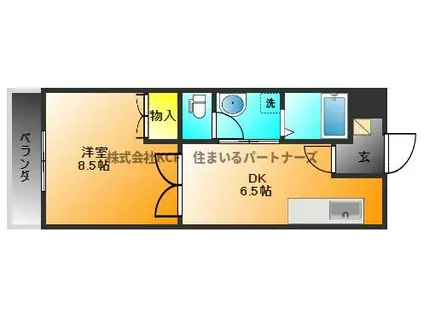 クラウンII津福(1DK/1階)の間取り写真