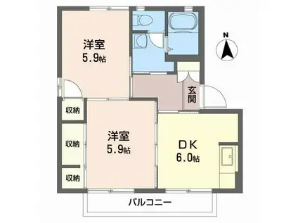 エーデルワイス桜木(2DK/1階)の間取り写真