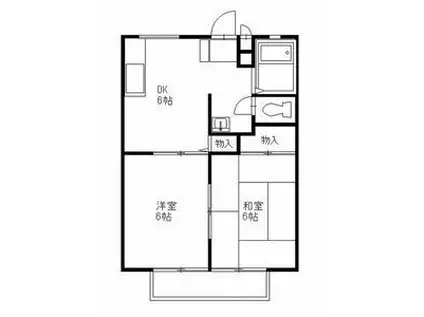 丸中ハイツC(2DK/2階)の間取り写真