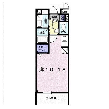 レジデンスブライト(ワンルーム/1階)の間取り写真