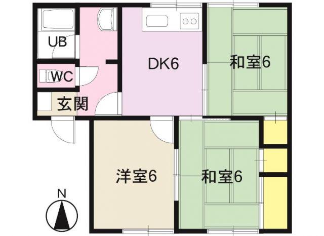 フレグランス乃万(3DK/2階)の間取り写真