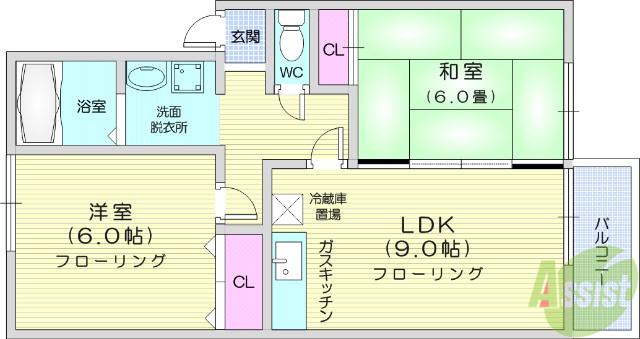 セジュールリベルテA(2LDK/1階)の間取り写真