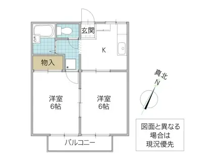 レインボーハイツ(2K/2階)の間取り写真