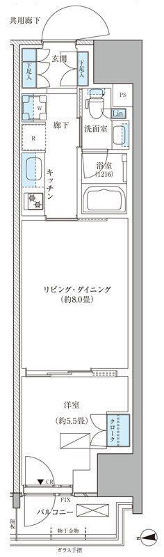 パークアクシス品川天王洲アイル(1LDK/12階)の間取り写真