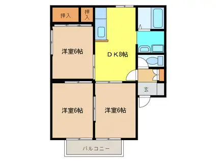 ハイツ花菱II(3DK/2階)の間取り写真