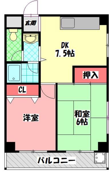 アマポーラ(2DK/2階)の間取り写真