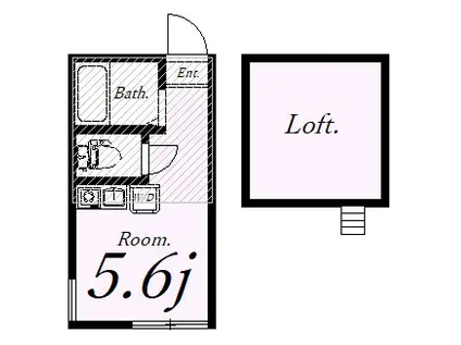 ユナイト追浜ブルターニュ(ワンルーム/2階)の間取り写真