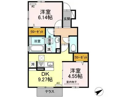 エトワール(2DK/1階)の間取り写真