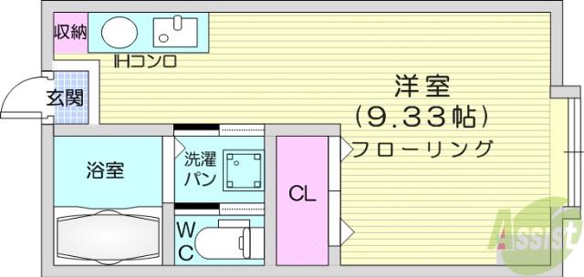 ホワイトメゾン山久(ワンルーム/3階)の間取り写真