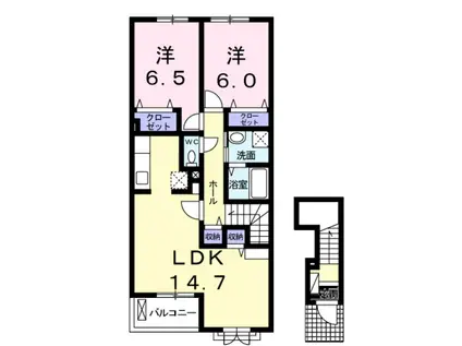 カーサ・エスペランサII(2LDK/2階)の間取り写真