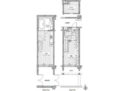 カスタリア麻布十番七面坂(1LDK/1階)の間取り写真