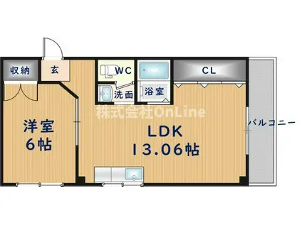 シティーパリス(1LDK/2階)の間取り写真
