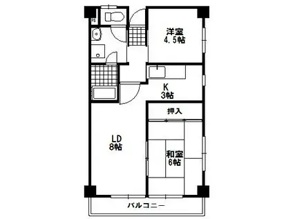 ボンヴィラージュ高崎(2LDK/2階)の間取り写真