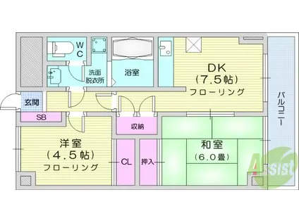 ロイヤルヒルズ柳生Ⅱ(2DK/2階)の間取り写真