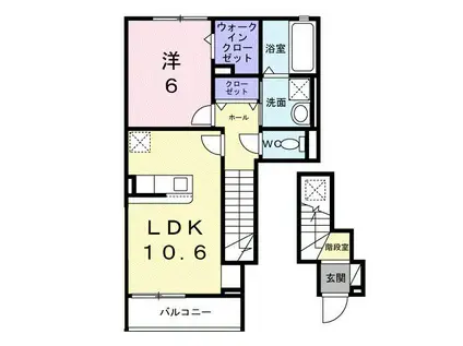 グラン・シャトー武蔵嵐山A(1LDK/2階)の間取り写真