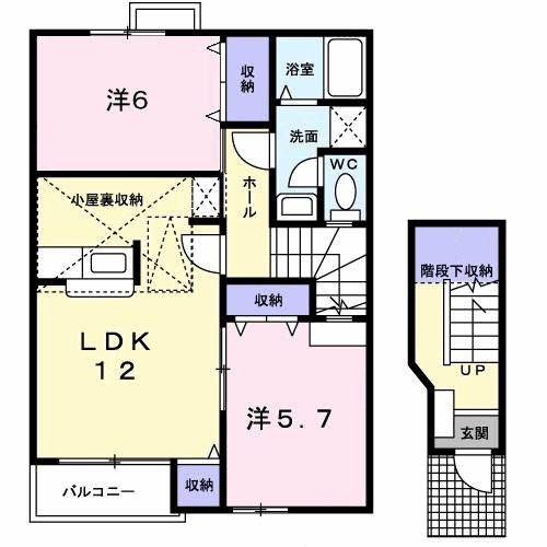 パルテールC(2LDK/2階)の間取り写真