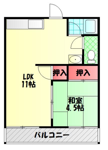 グリーンハイツ さんわA(1LDK/2階)の間取り写真