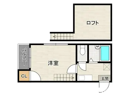 ウィンズ博多東(1K/2階)の間取り写真