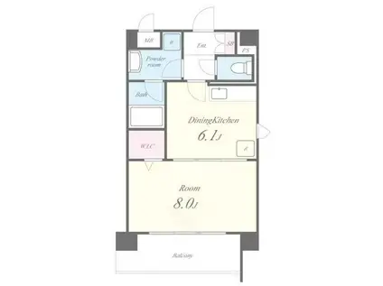 ビヤン北八代(1DK/1階)の間取り写真