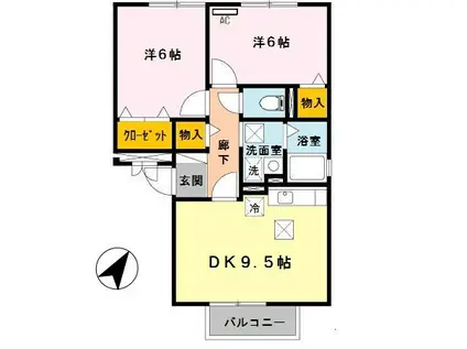 J-ロイネット(2DK/1階)の間取り写真