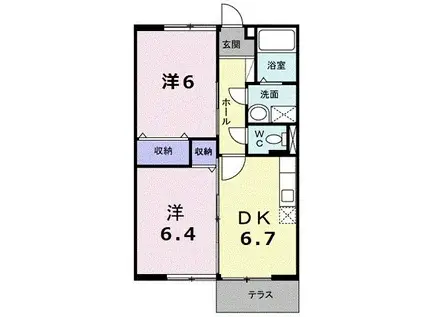 つきみそう(2DK/1階)の間取り写真