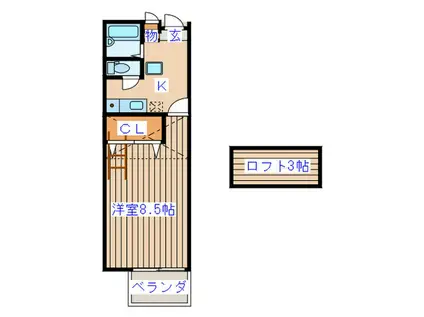 キャッスル旭(1K/2階)の間取り写真