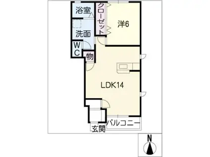 キャプリコーン エスB(1LDK/1階)の間取り写真