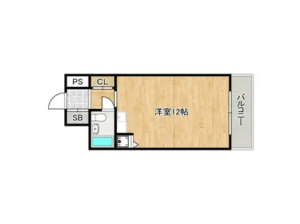 ライオンズマンション難波南第2(1K/6階)の間取り写真