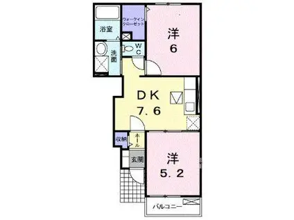 フィオーレ(2DK/1階)の間取り写真