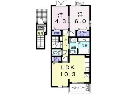 グランリベアWH(2LDK/2階)の間取り写真