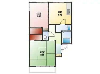 ジュエルARAKI(2DK/2階)の間取り写真