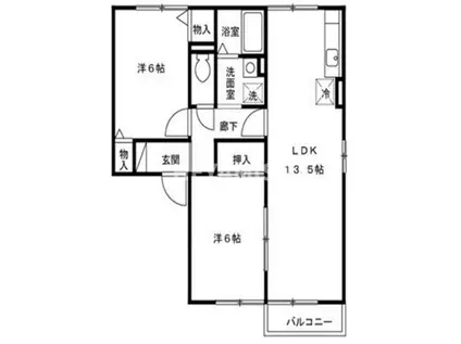 セジュール鳴見ヶ丘(2LDK/1階)の間取り写真