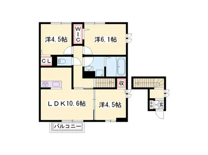 蔵 B棟(3LDK/2階)の間取り写真
