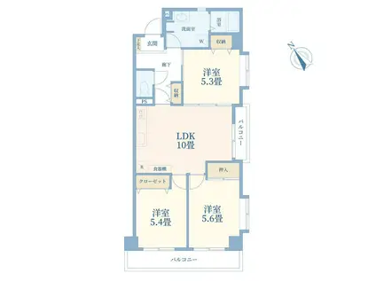 サンプエンテ(3LDK/2階)の間取り写真