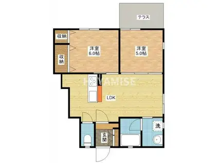 サニーヒルFUKUDA(2LDK/1階)の間取り写真