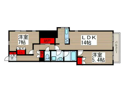 APRICOT HOUSE(2LDK/1階)の間取り写真